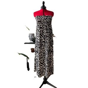George XXL strapless animal print Zebra print dress maxi rayon vacation‎ party